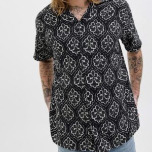 JACK&JONS Black Floral Pattern Short Sleeve Shirt