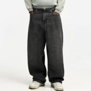 Pull&Bear STWD Men’s Washed Black Baggy Jeans